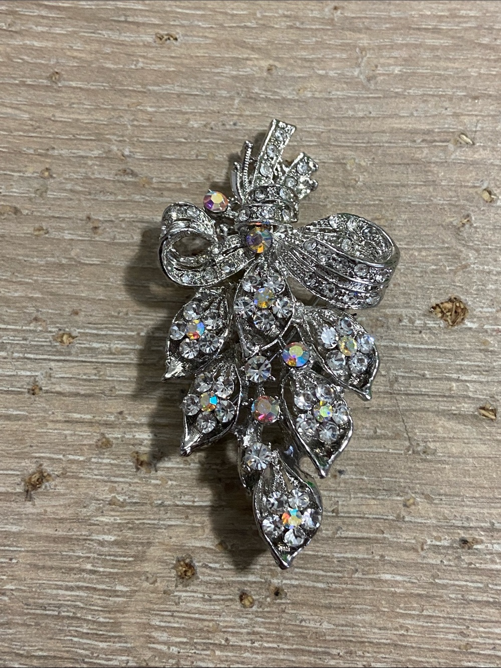 Vintage Rhinestone Leaf Cascade Brooch